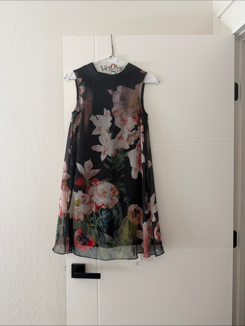 Ted Baker Black Dress with floral chiffon